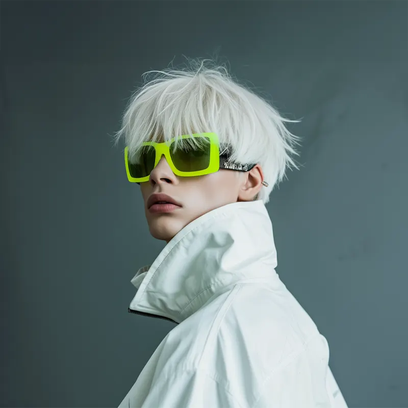 AI portrait with abstract green styling